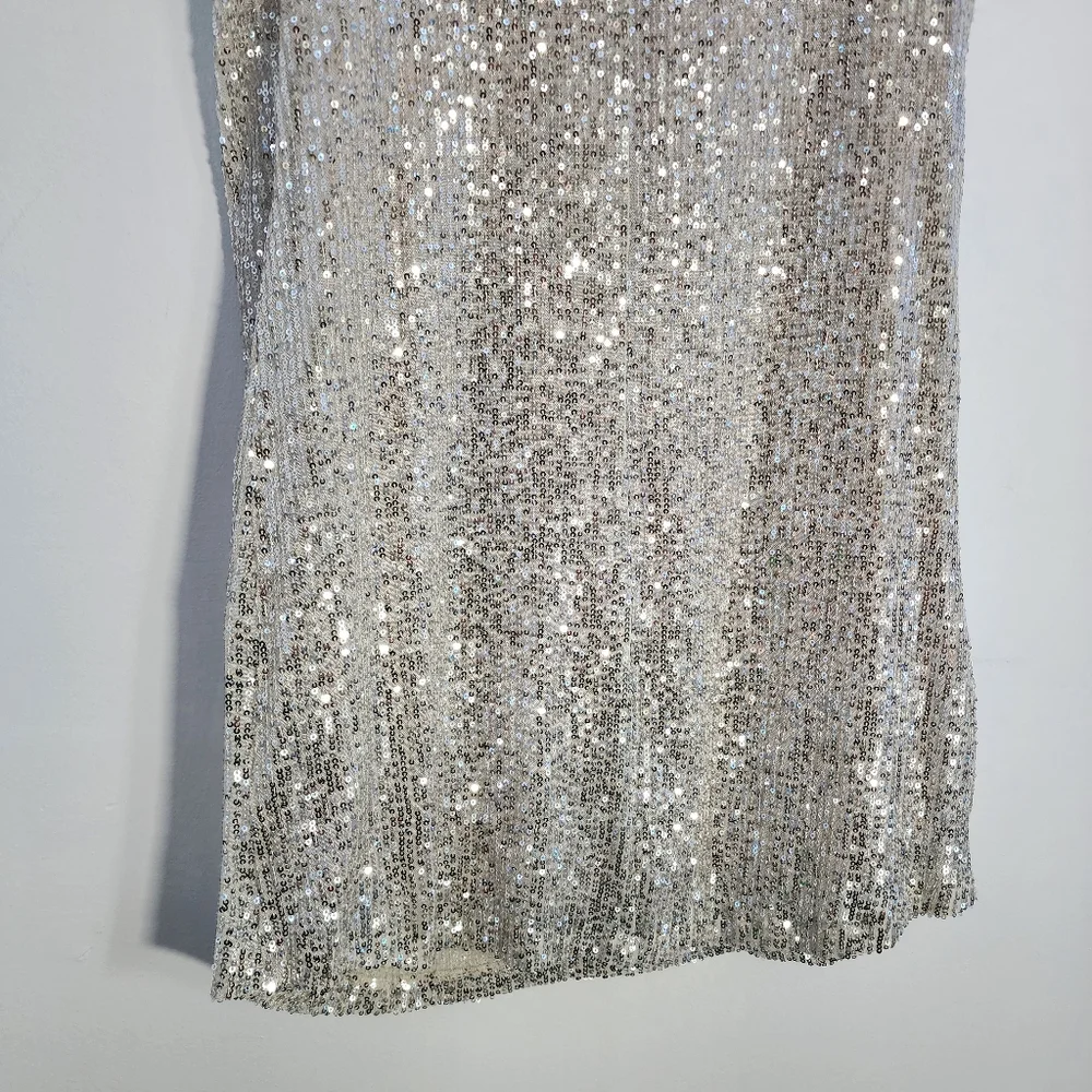 7 For All Mankind Small Silver Sequin Dress - Picture 8 of 9